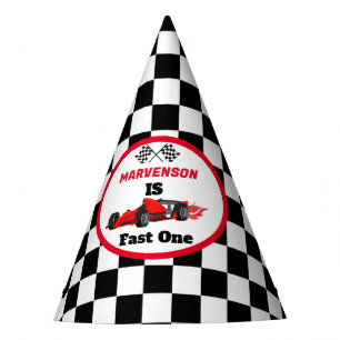 Fast On Fast  Race Car Boy First Birthday Party Hat