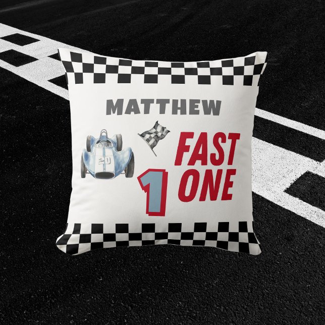 Fast One 1st birthday Boy Racing Car  Cushion (Creator Uploaded)