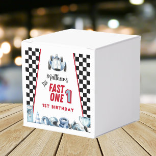 Fast One 1st birthday Boy Racing Car Favour Box