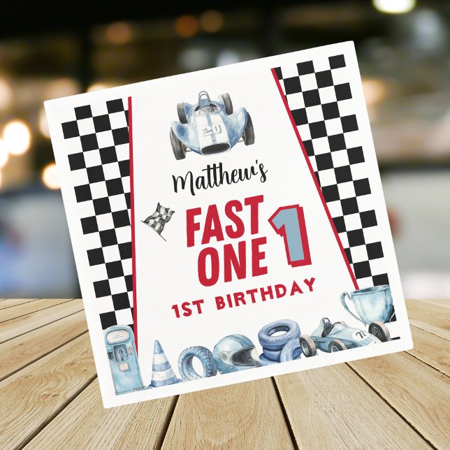 Fast One 1st birthday Boy Racing Car  Napkin (Creator Uploaded)