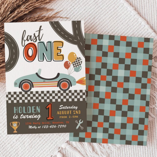 Fast ONE Birthday Invitation | Racing Invitation (Creator Uploaded)
