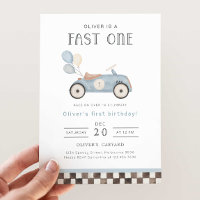 Fast One Blue Race Car & Balloons 1st Birthday