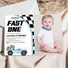 Fast One Blue Race Car Birthday Party Photo