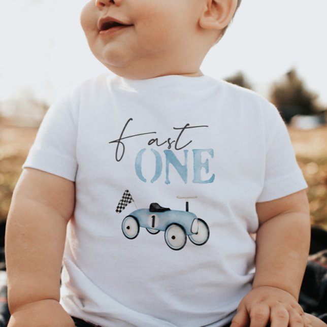 Fast ONE Blue Race Car Ride-On Birthday T-shirt (Creator Uploaded)