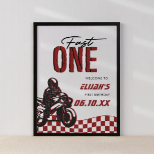 Fast One Boys 1st Dirt Bike Birthday Poster