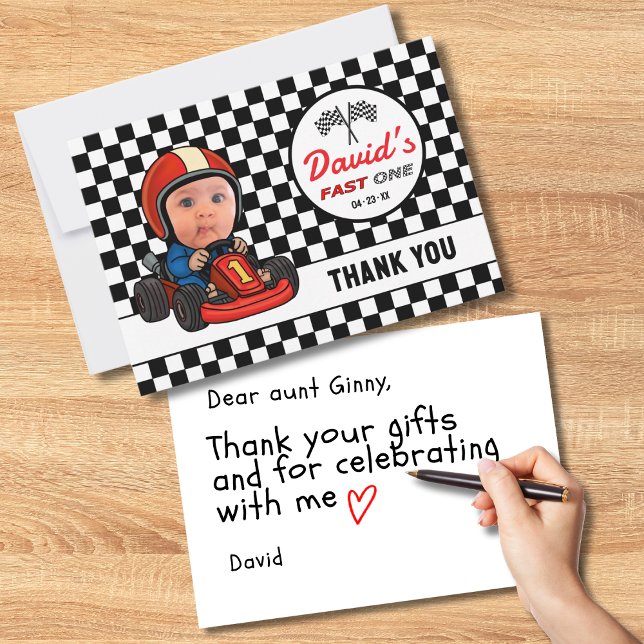 Fast ONE Custom Race Car Driver  Thank You Card (Creator Uploaded)