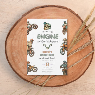 Fast one, dirt bike boy 1st birthday invitation