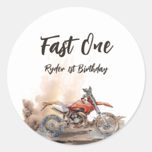 Fast One Little Racer First Birthday Classic Round Sticker
