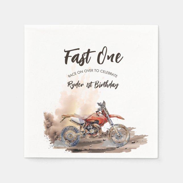 Fast One Little Racer First Birthday Napkin (Front)