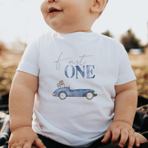 Fast One Navy Blue Race Car Birthday T-shirt