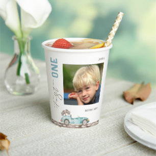 Fast One Photo Birthday Paper Cups