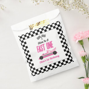 Fast One Pink Race Car First 1st Birthday Party Favour Bag