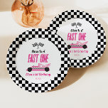 Fast One Pink Race Car First 1st Birthday Party Paper Plate<br><div class="desc">This is a Fast One Pink Race Car First 1st Birthday Party Paper Plates!</div>