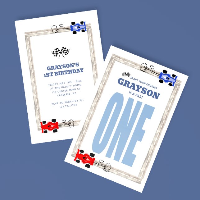 Fast One Race Car 1st Birthday Invitation (Creator Uploaded)