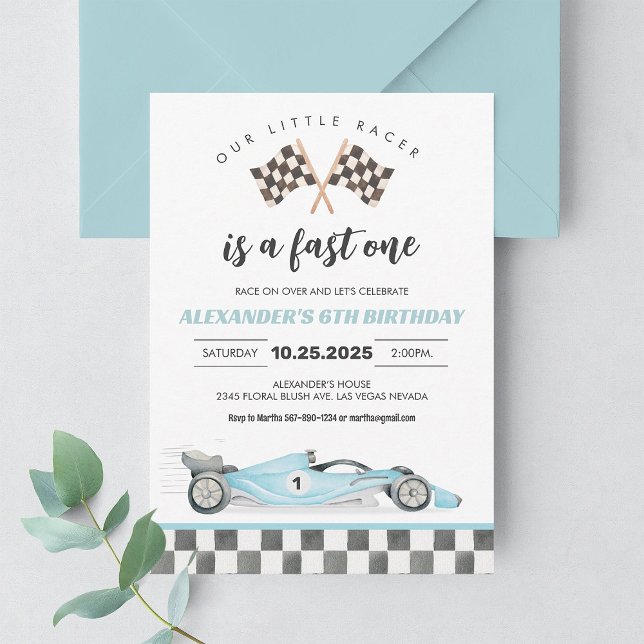 Fast One Race Car 1st Birthday Invitation (Creator Uploaded)