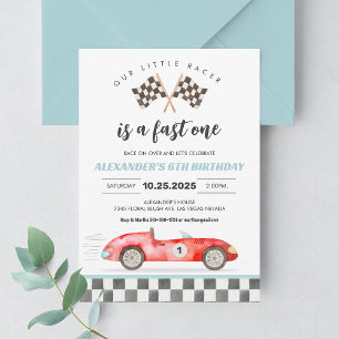 Fast One Race Car 1st Birthday Invitation