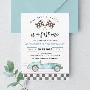 Fast One Race Car 1st Birthday Invitation