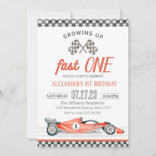 Fast One Race Car 1st Birthday Invitation Race Car