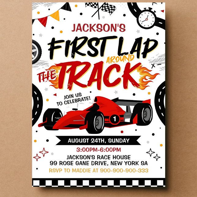 Fast One Race Car Boy 1st Birthday Invitation (Creator Uploaded)