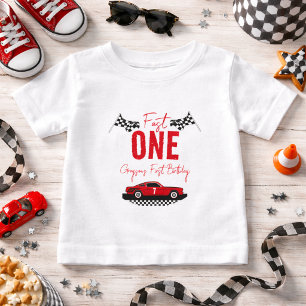 Fast One Race Car Boy 1st Birthday Party Baby T-Shirt