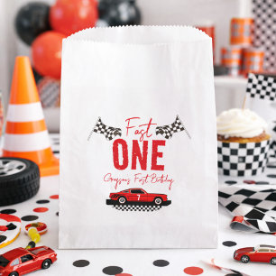 Fast One Race Car Boy 1st Birthday Party Favour Bag
