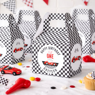 Fast One Race Car Boy 1st Birthday Party Favour Box