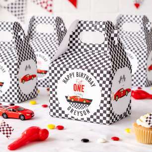 Fast One Race Car Boy 1st Birthday Party Favour Box