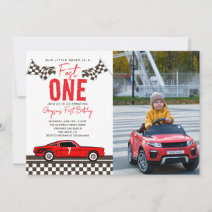 Fast One Race Car Boy 1st Birthday Party Invitation