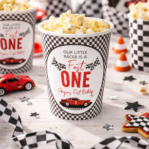 Fast One Race Car Boy 1st Birthday Party Paper Cups