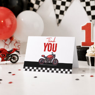 Fast One Race Car Boy 1st Birthday Party Thank You Card