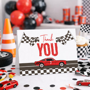 Fast One Race Car Boy 1st Birthday Party Thank You Card