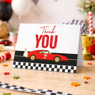 Fast One Race Car Boy 1st Birthday Party Thank You Card