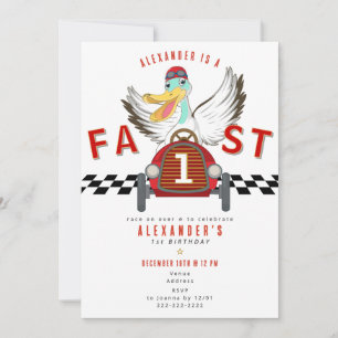 Fast One Race Car Boy Racing Car Red 1st Birthday Invitation