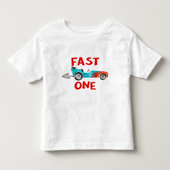 FAST ONE race car boy turning 1 Toddler T-Shirt (Front)
