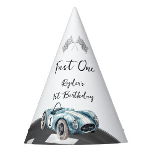 Fast One Race Car First Birthday Party Hat