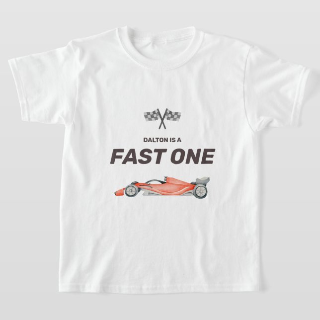 Fast One Race Car First Birthday T-Shirt (Laydown)