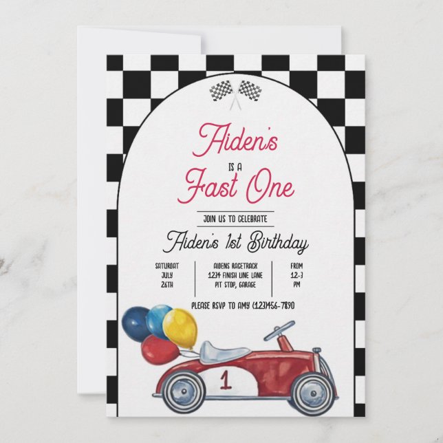 Fast One Race car - Invite  (Front)