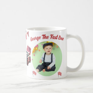 Fast One  Red & Black Race Car 1st Birthday Photo Coffee Mug