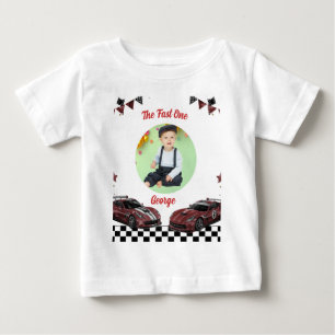 Fast One Red & Black Race Car Kids Photo Birthday Baby T-Shirt