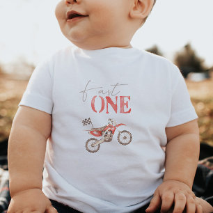 Fast One Red Dirt Bike Birthday T-shirt Baby