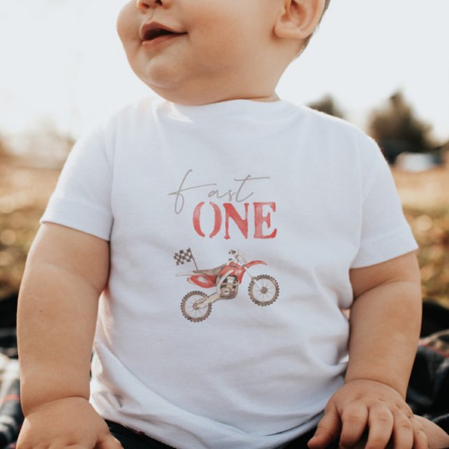 Fast One Red Dirt Bike Birthday T-shirt Baby (Creator Uploaded)