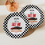 Fast One Red Flame Race Car 1st Birthday Party Paper Plate<br><div class="desc">This is a Fast One Red Flame Race Car 1st Birthday Party Paper Plates!</div>