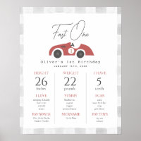Fast One Red Race Car 1st Birthday Milestone