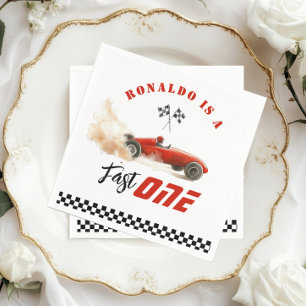 Fast One Red race car 1st  Birthday Napkin