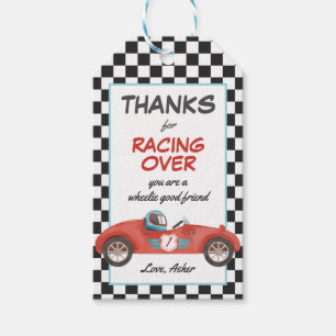 Fast One Red Race Car 1st Birthday Party Favour Gift Tags