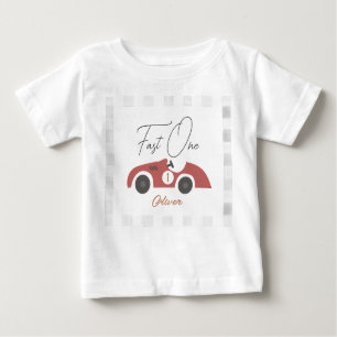 Fast One Red Race Car Boy 1st Birthday Baby T-Shirt