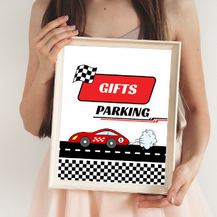 Fast one red race car boy birthday gifts parking  poster