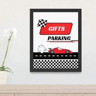 Fast one red race car boy birthday gifts parking poster