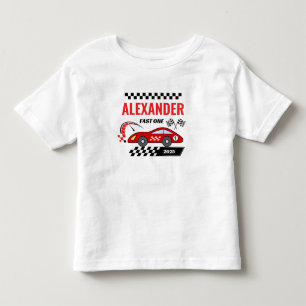 Fast one red vintage race car theme boy's birthday toddler T-Shirt