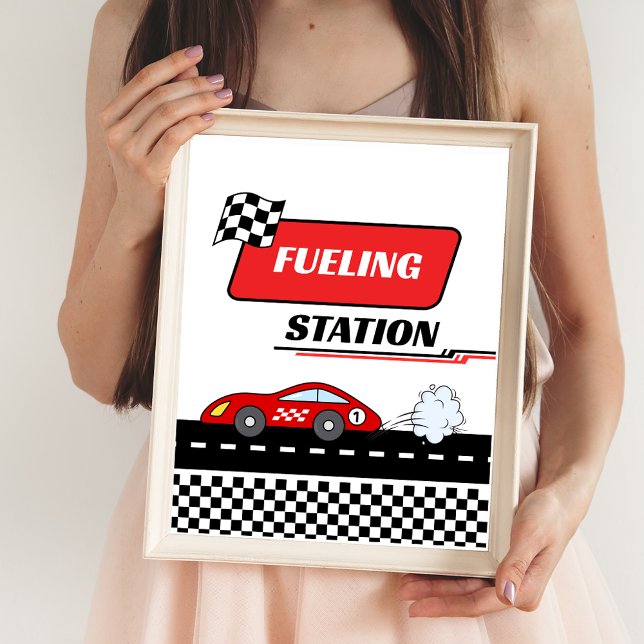 Fast one retro red race car boy birthday FUELING Poster (Creator Uploaded)